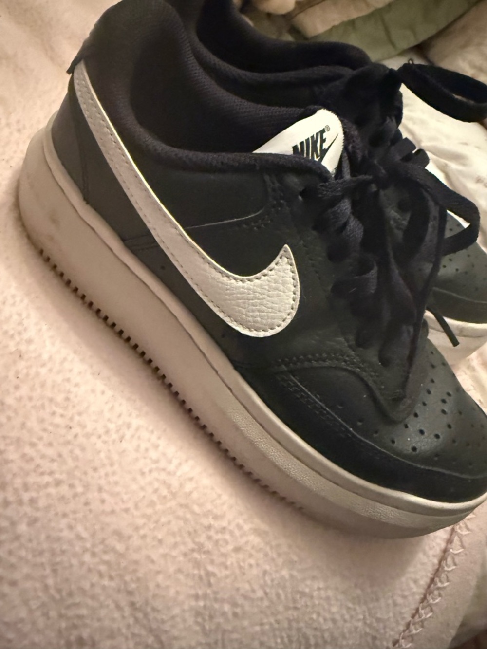 Nike Kids Black Sneakers with White Swoosh